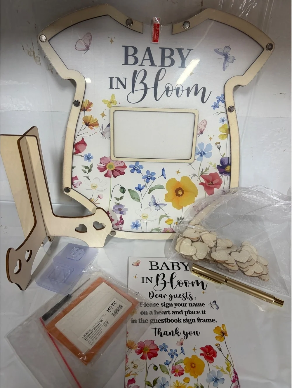 Baby in Bloom Guestbook Sign Frame Set for Baby Showers and Gender Reveals
